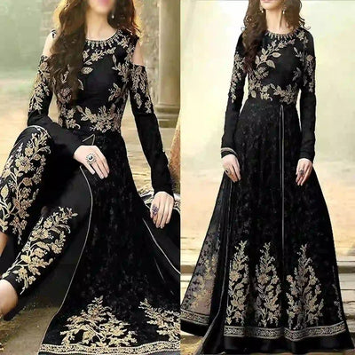 Anarkali Style Maxi - Black - Varsa.pk