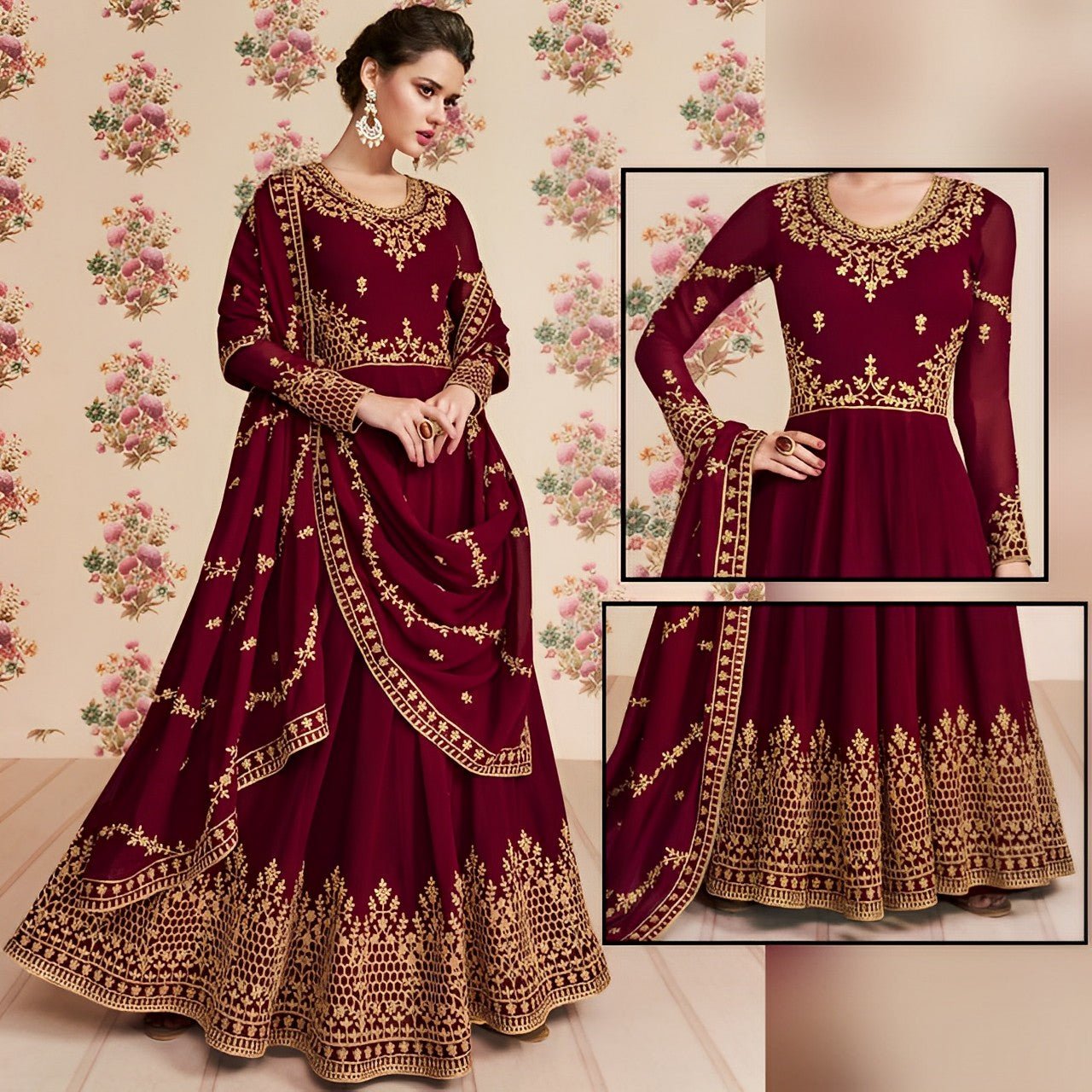 Decent Look Embroidered Frock - Varsa.pk