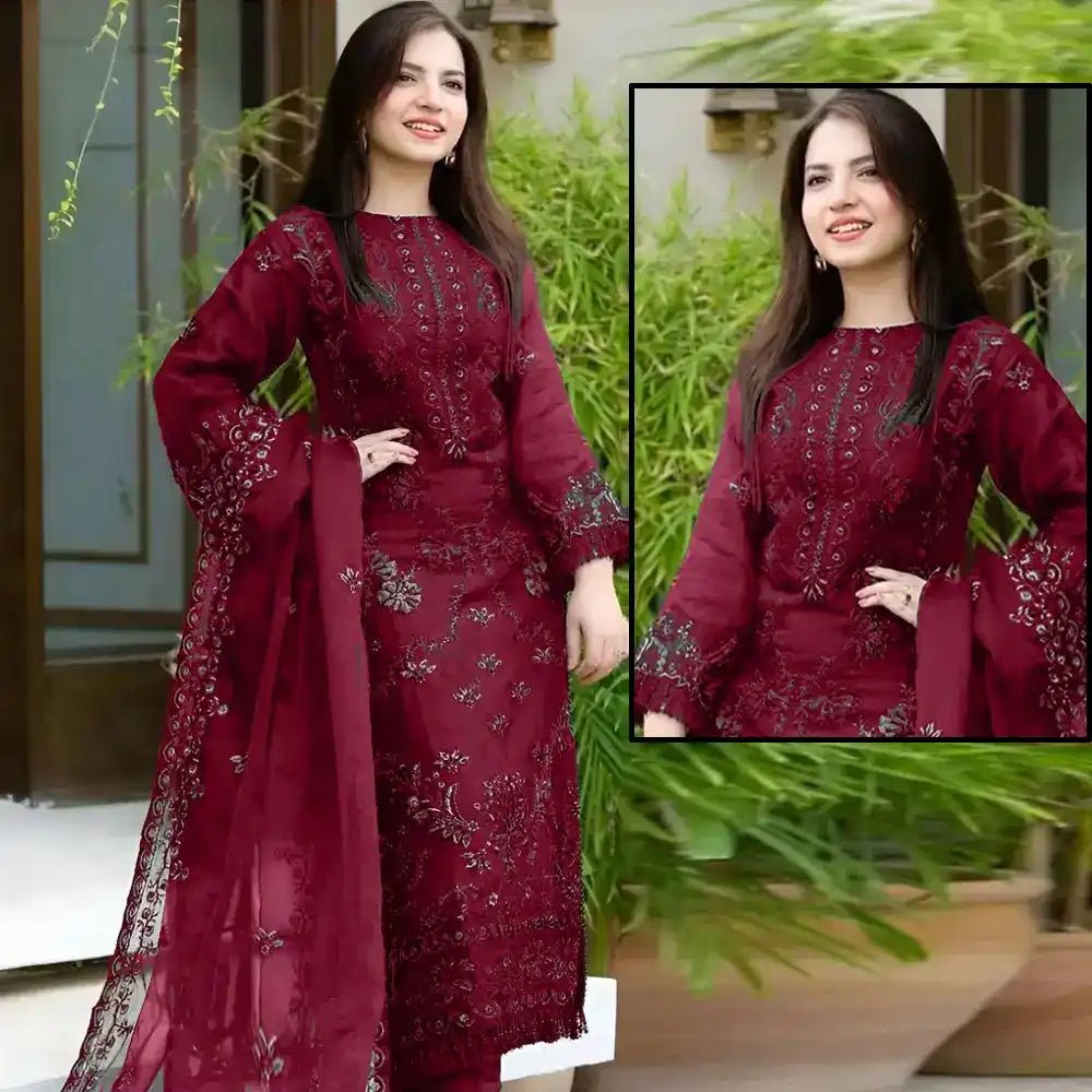 Decent Look Embroidered Unstitched - Navy Blue - Varsa.pk