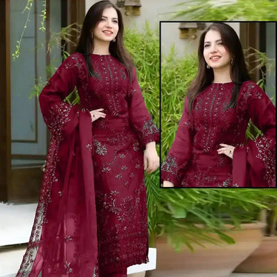 Decent Look Embroidered Unstitched - Navy Blue - Varsa.pk