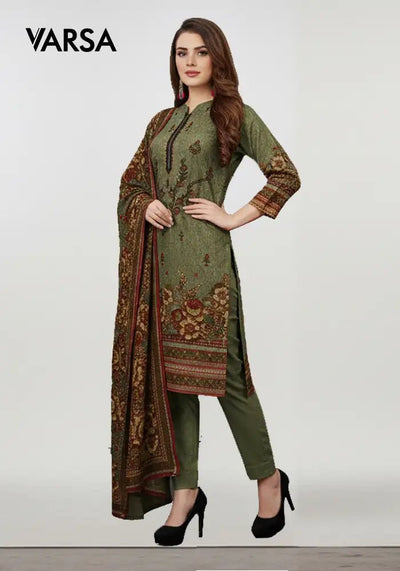 Dhanak 3 Pc Unstitched Suit - green - Varsa.pk