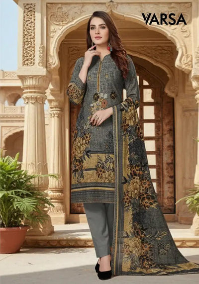 Dhanak 3 Pc Unstitched Suit - Grey - Varsa.pk