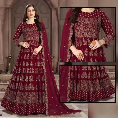 Heavy Blue Embroidered Maxi - Varsa.pk