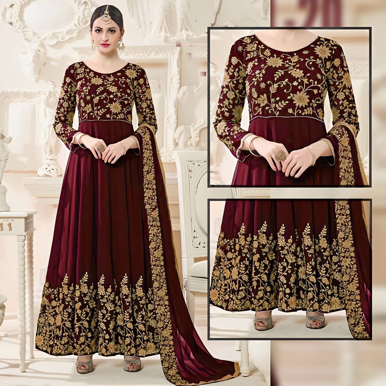 Heavy Embroidered Boder Frock - Varsa.pk