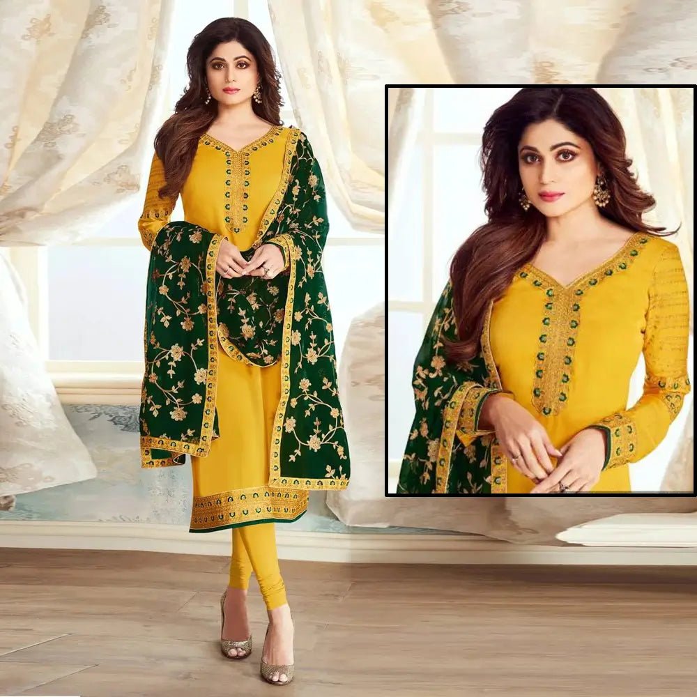 Mehndi Style Embroidered Dress - Varsa.pk