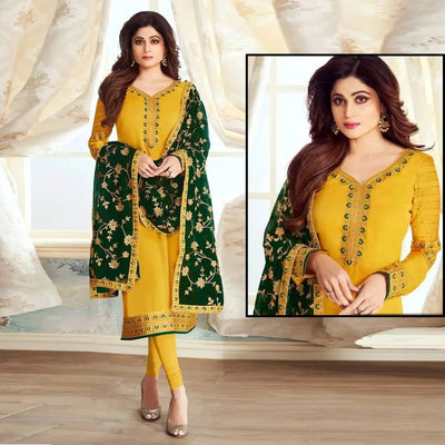 Mehndi Style Embroidered Dress - Varsa.pk