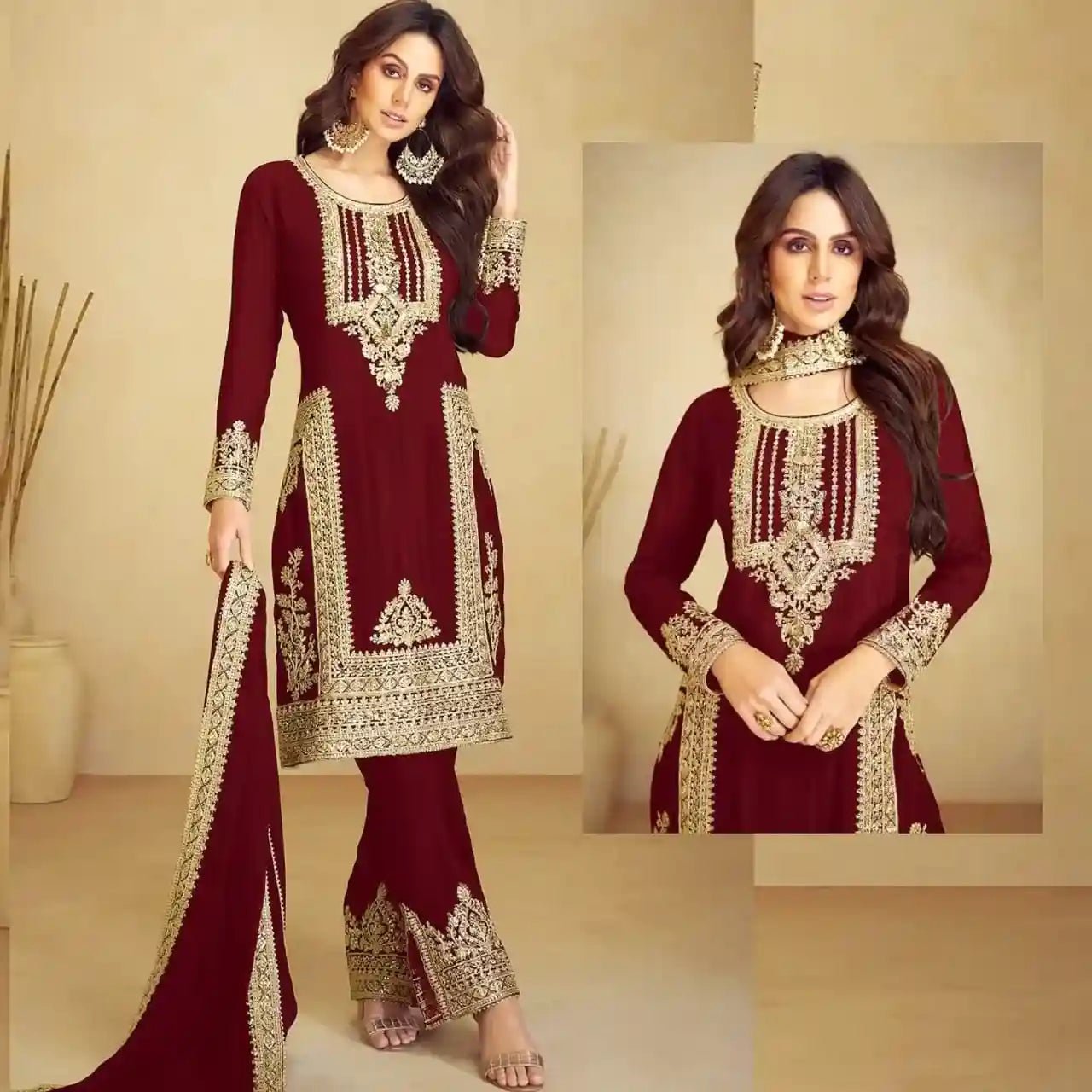 Panel Style Embroidered Unstitched - Purple - Varsa.pk