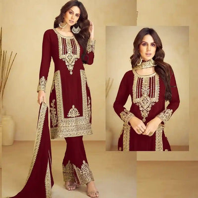 Panel Style Embroidered Unstitched - Purple - Varsa.pk