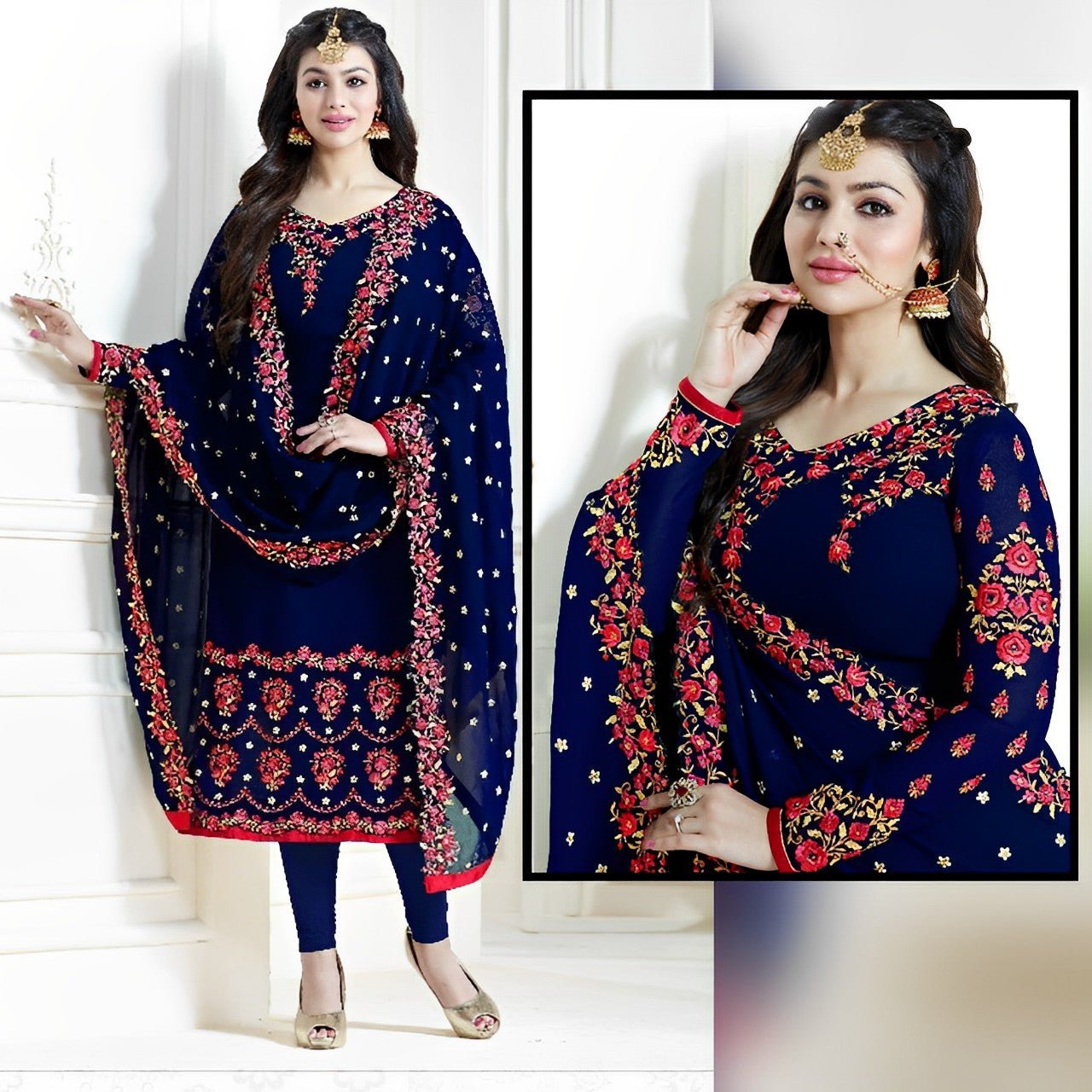 Pretty Look Embroidered Dress - Varsa.pk