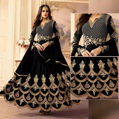 Pretty Look Embroidered Frock - Blue - Varsa.pk