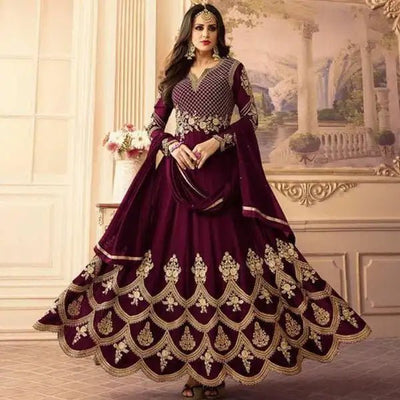 Pretty Look Embroidered Frock - Blue - Varsa.pk