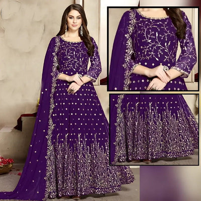Pretty Style Embroidered Maxi - Purple - Varsa.pk