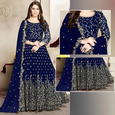 Pretty Style Embroidered Maxi - Purple - Varsa.pk