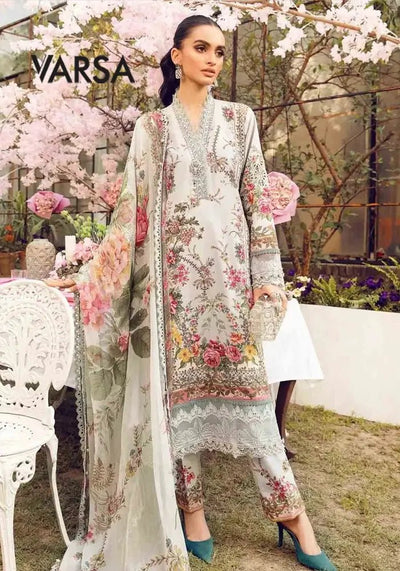 Printed Lawn With Embroidered 3 Pcs Unstitched - Varsa.pk