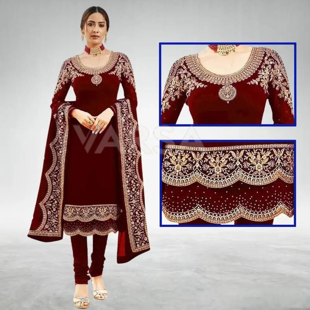 Scalif Stylish Kameez Shalwar - Navy Blue - Varsa.pk