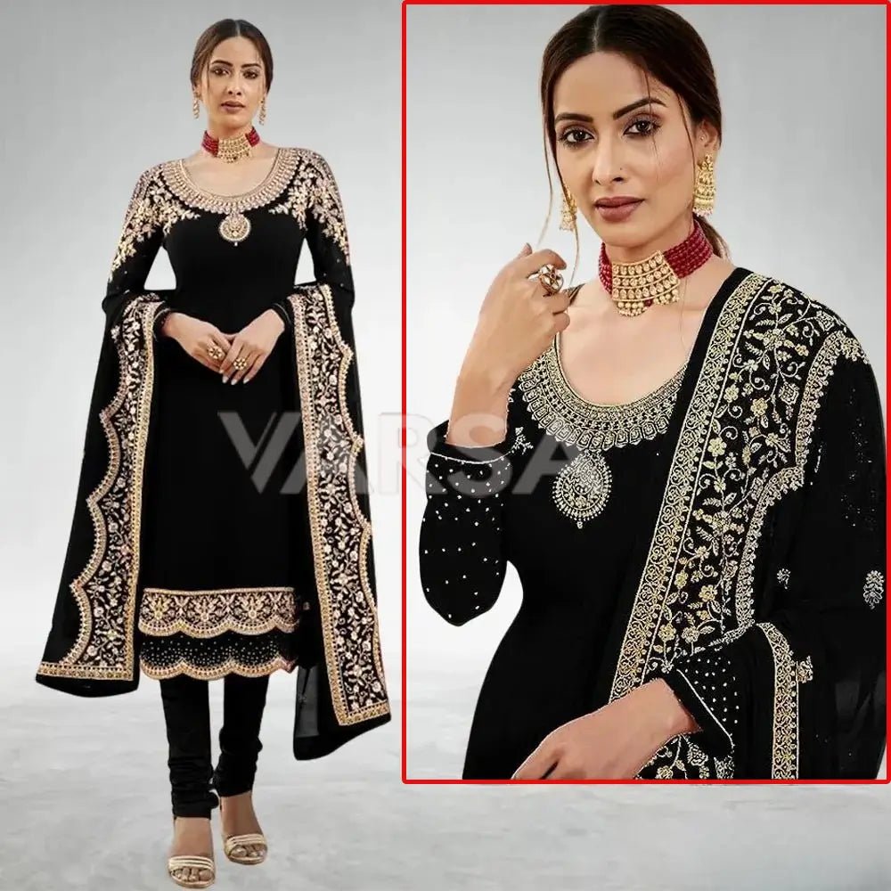 Scalif Stylish Kameez Shalwar - Navy Blue - Varsa.pk