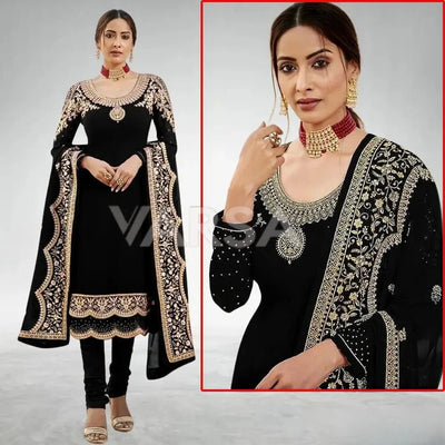 Scalif Stylish Kameez Shalwar - Navy Blue - Varsa.pk