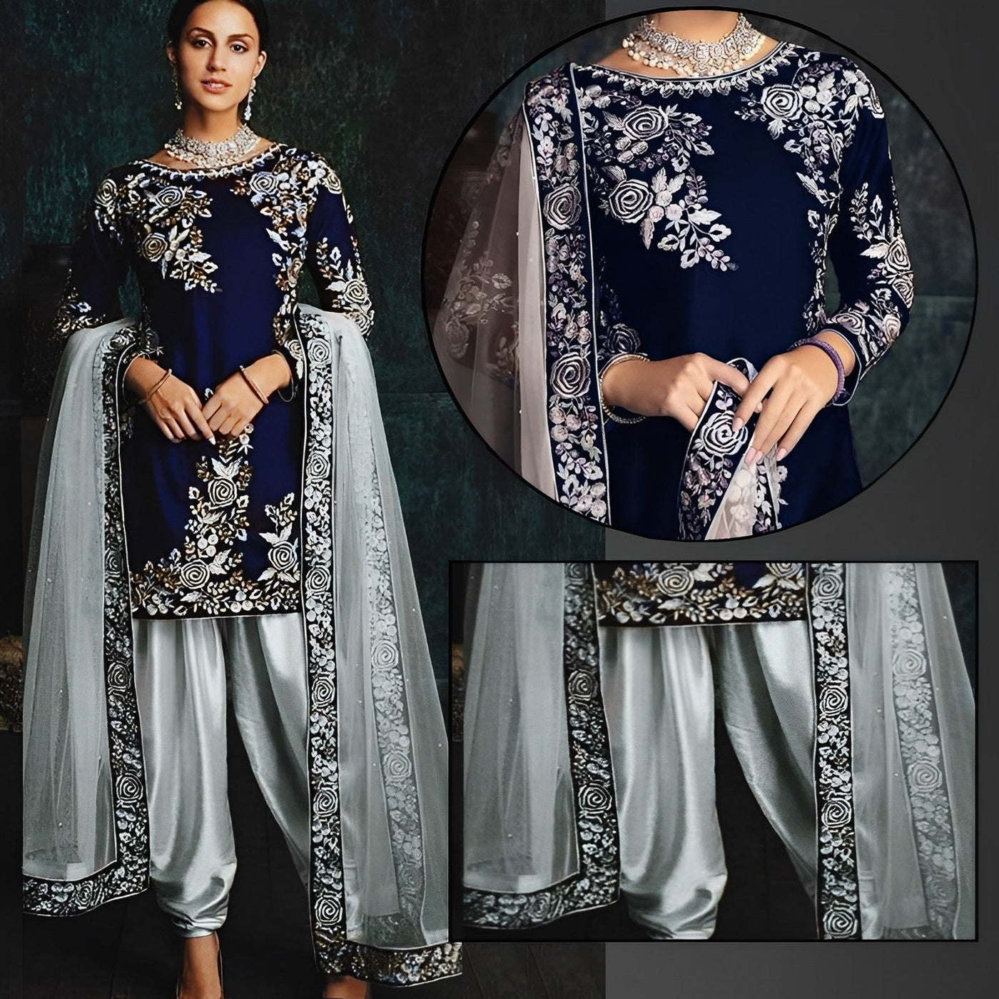 Silk Patyala Embroidered Suit - Varsa.pk