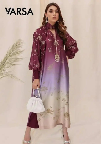 Silk Tye n Dye 3 Pc Unstitched Silk - Maroon - Varsa.pk