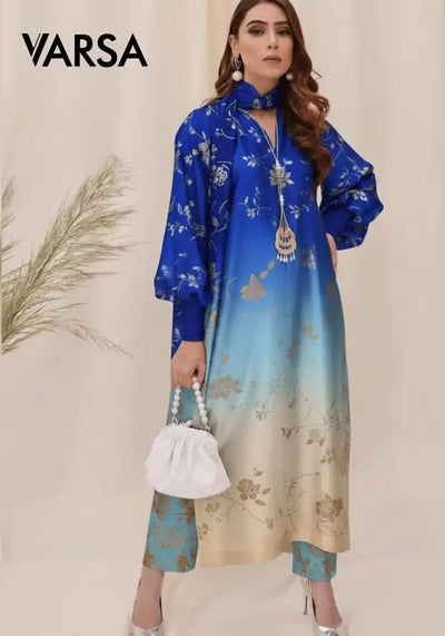 Silk Tye n Dye 3 Pc Unstitched Silk - Royal - Varsa.pk