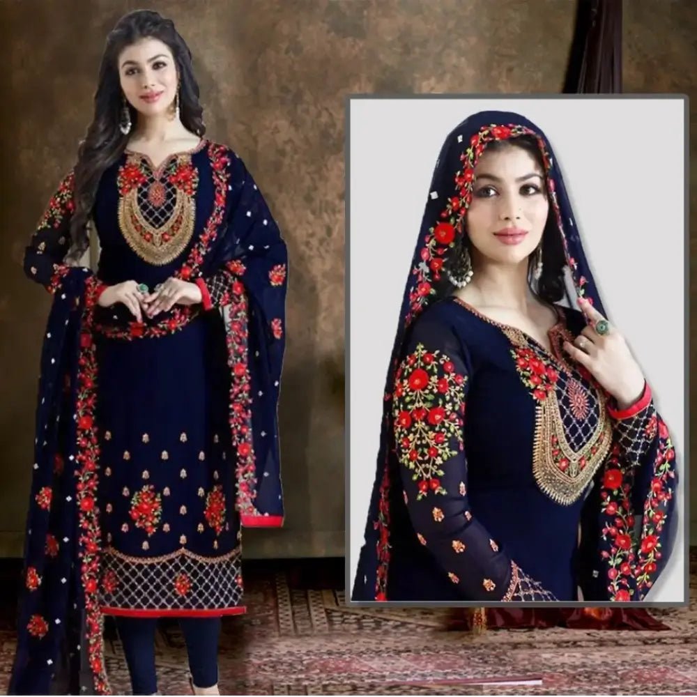 Stylish Kameez Shalwar Unstitched - Blue - Varsa.pk