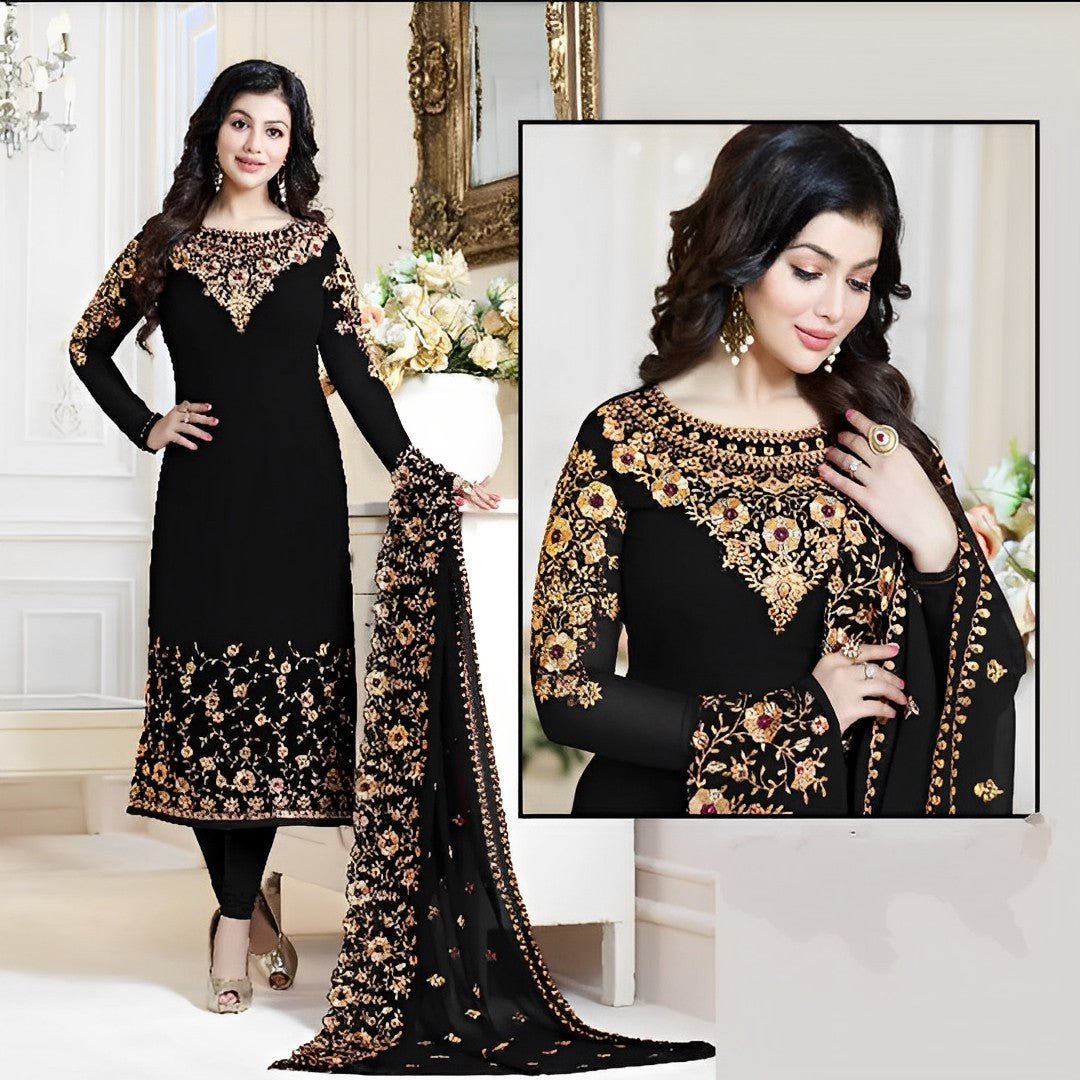Stylish Neck Embroidered Kameez Shalwar - Varsa.pk