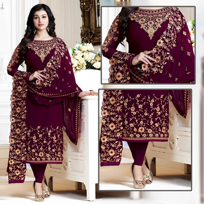 Stylish Neck Embroidered Kameez Shalwar - Varsa.pk