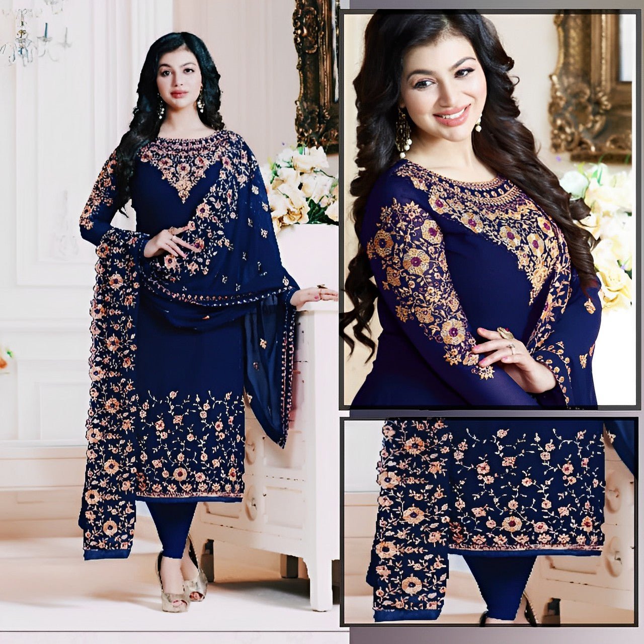Stylish Neck Embroidered Kameez Shalwar - Varsa.pk